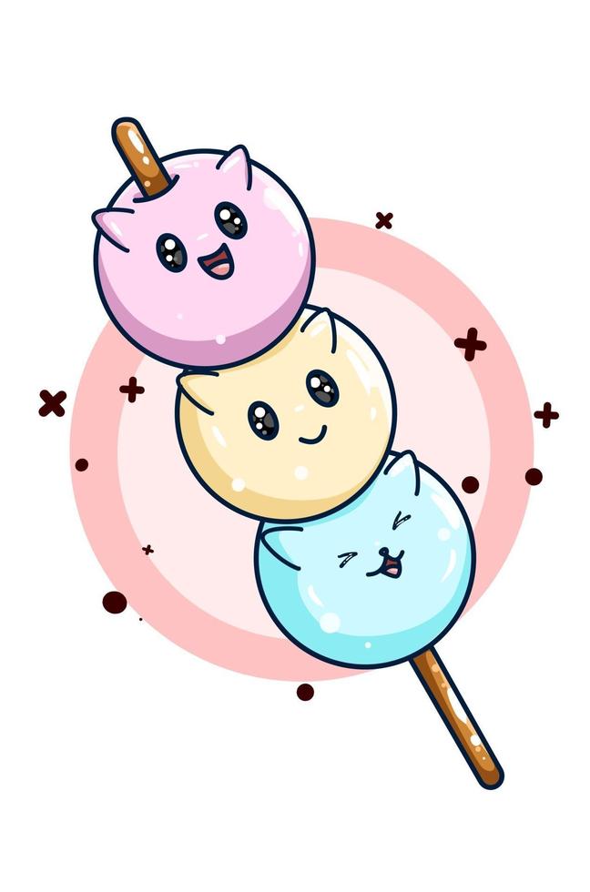 comida dango ilustración dibujo a mano vector