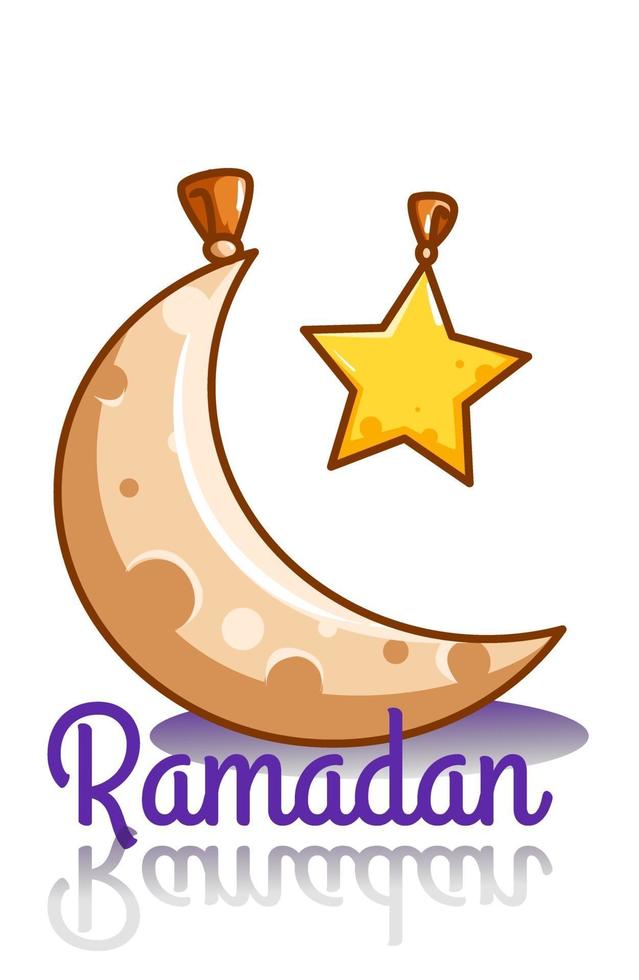 icono de la luna y la estrella ramadan kareem ilustración de dibujos animados vector