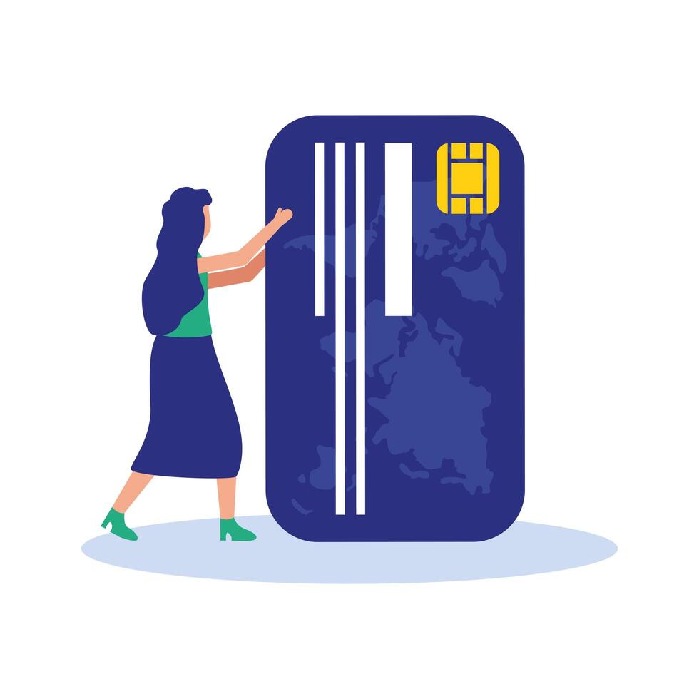 Woman avatar with credit card vector design