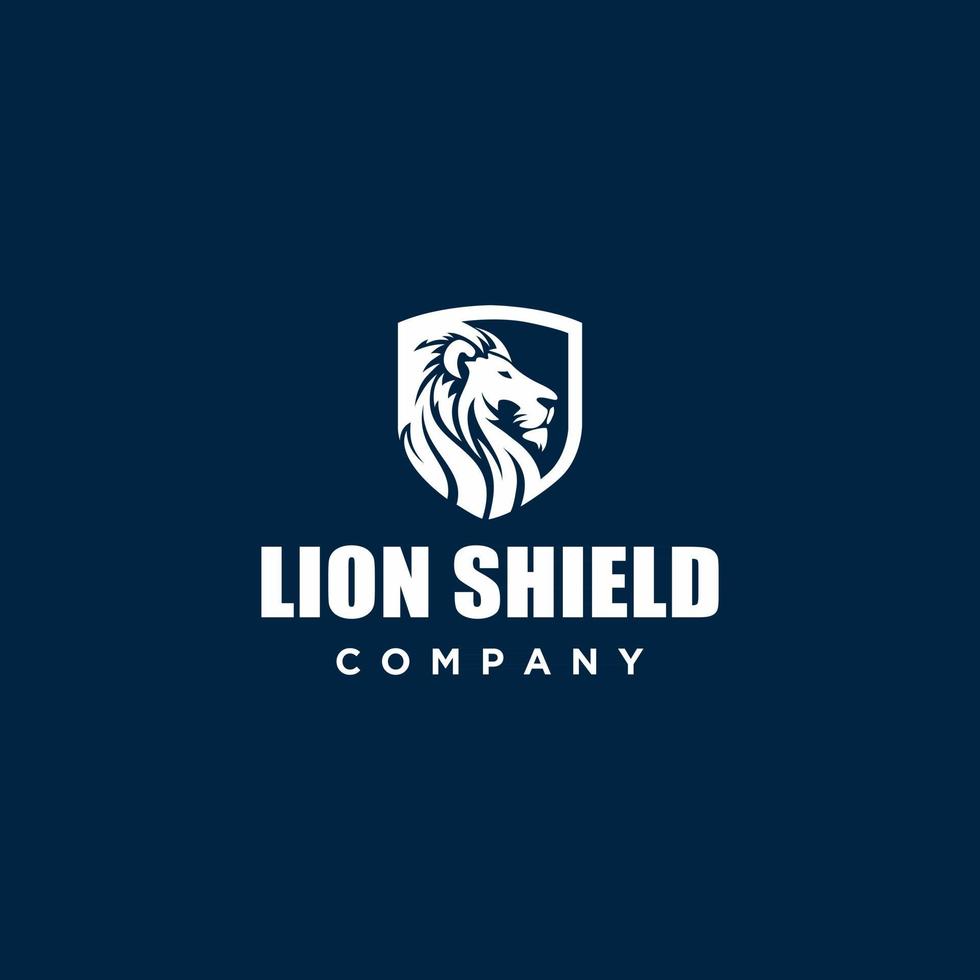 Plantilla de diseño moderno de logotipo de escudo de león, logotipo de cabeza de león, elemento de identidad de marca, ilustración vectorial eps 10 vector