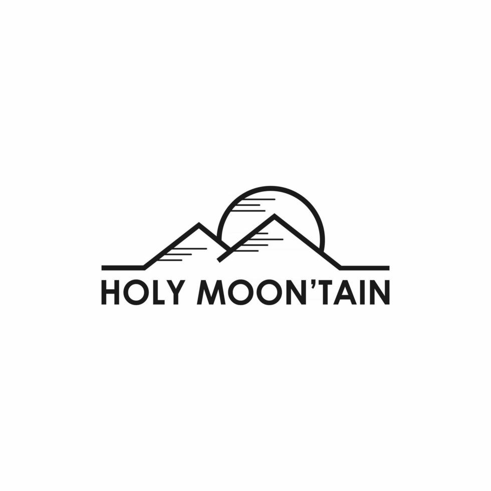 paisaje minimalista montaña con luna o sol vector logo diseño plantilla moderna