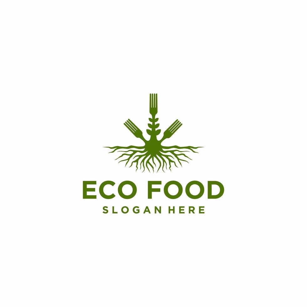Diseño de logotipo de árbol de alimentos abstractos, vector de raíz - inspiración de diseño de logotipo de alimentos de la naturaleza aislado sobre fondo blanco Illustrator vector eps 10