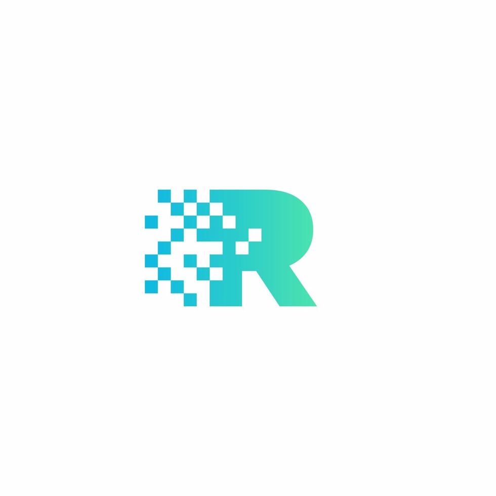 Plantilla moderna de diseño de logotipo de letra r pixel vector