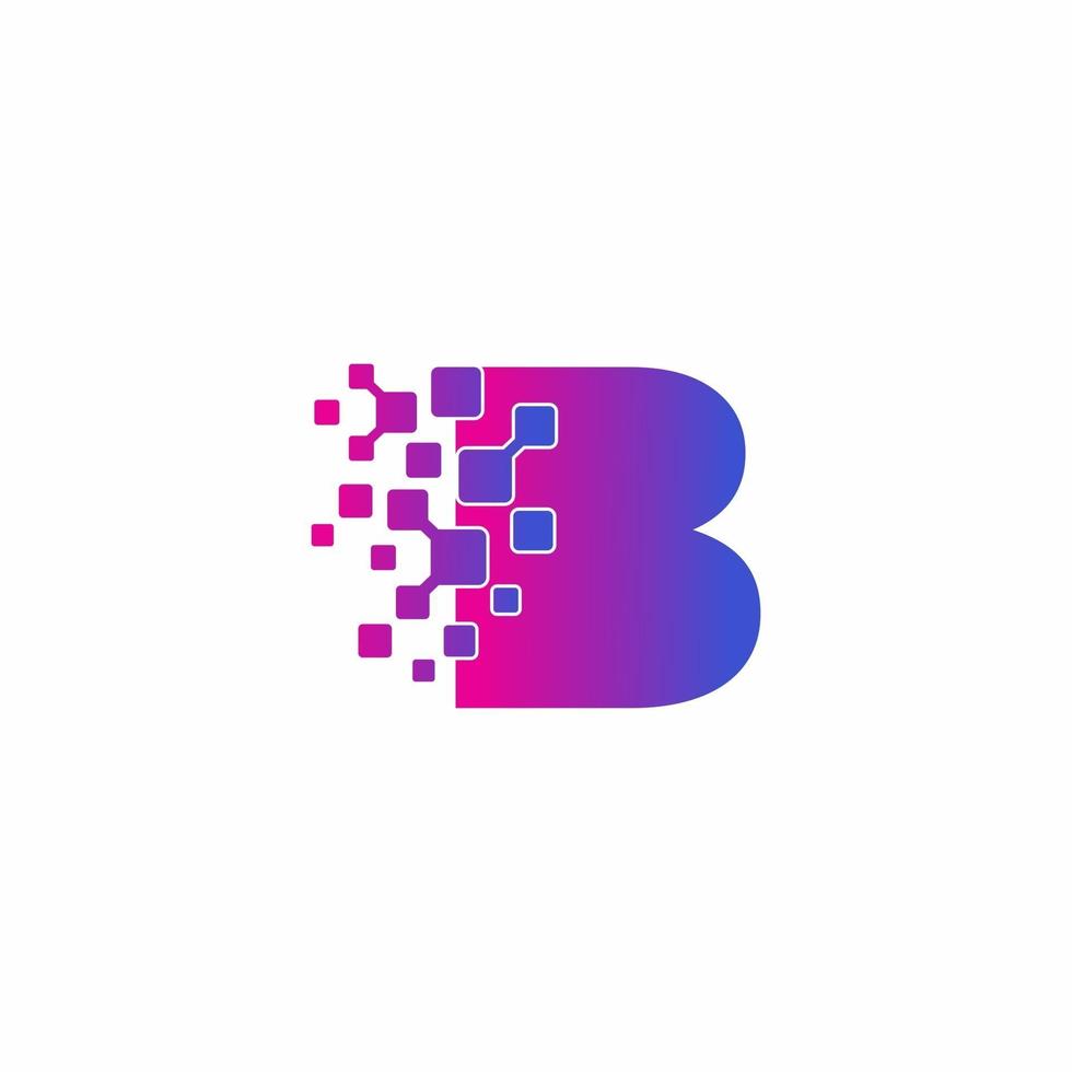 B Initial letter Digital Pixels Tech Logo Vector