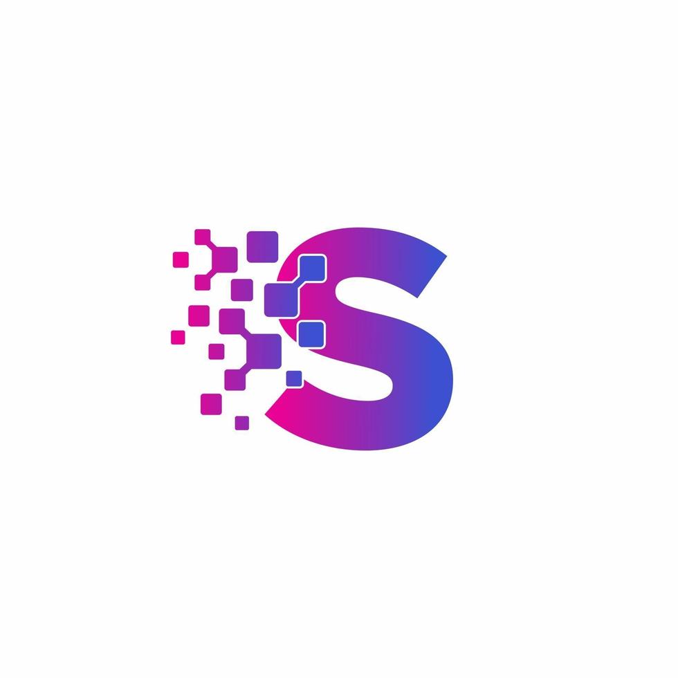 S Initial letter Digital Pixels Tech Logo Vector