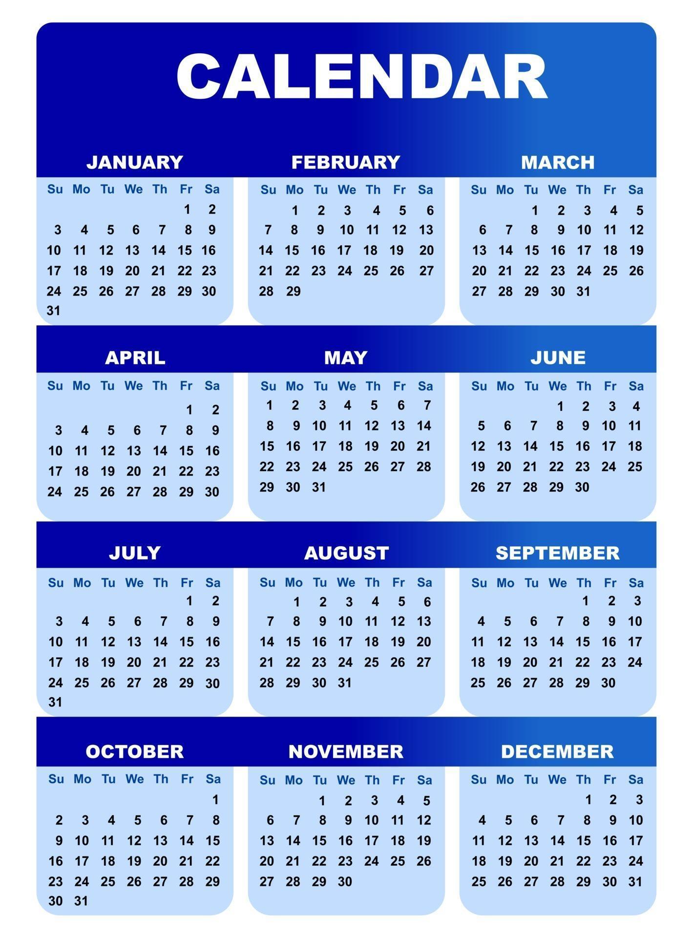 Generic Calendar Template 2726717 Vector Art at Vecteezy