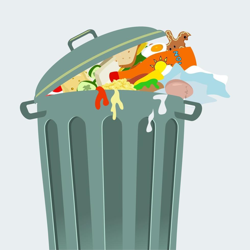 Overflowing Trash Can Rubbish vector