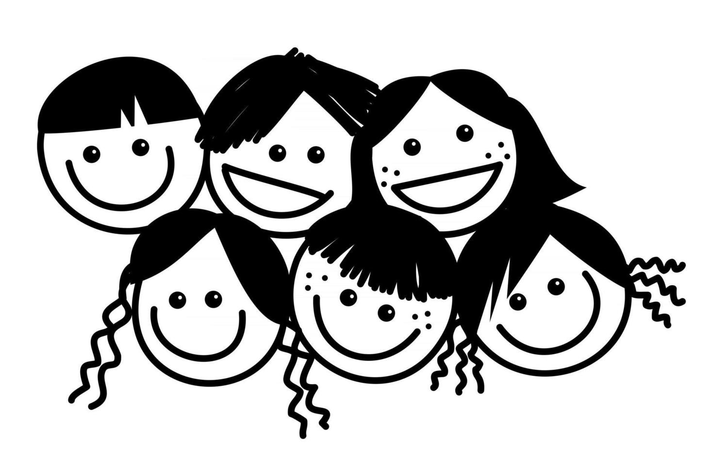 Cute Crowded Kids Faces vector