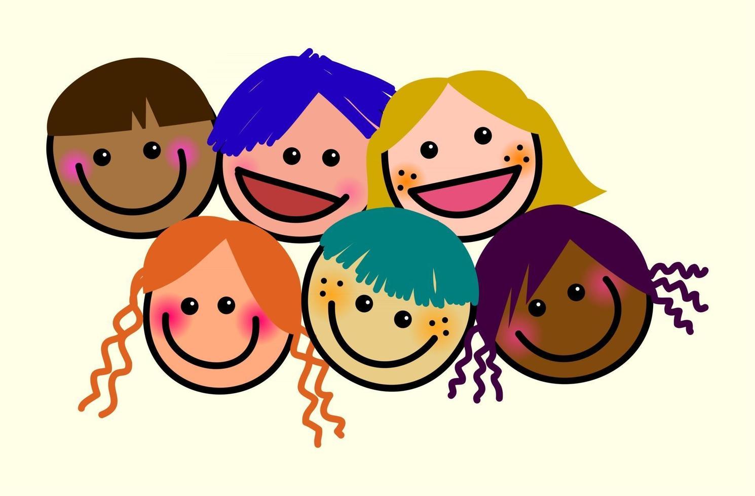 Cute Crowded Kids Faces vector