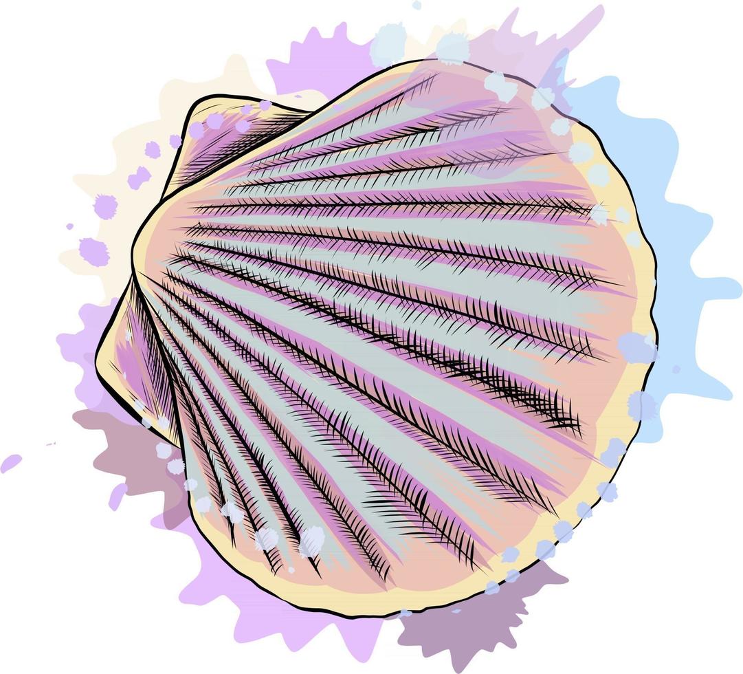 Ilustración de Undersea Life Composición dibujada a mano con conchas  marinas corales y algas marinas sobre fondo aislado en colores beige  pastel y azul Dibujo colorido de la flora subacuática para el