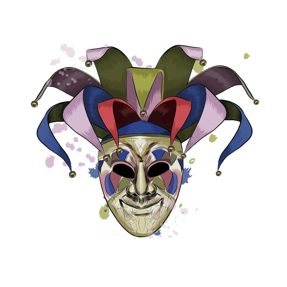 Carnival venetian mask from a splash of watercolor, colored drawing, realistic. Vector illustration of paints