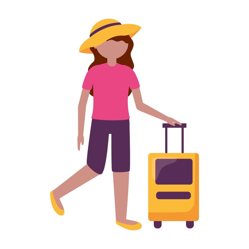 Avatar woman with bag and hat vector design