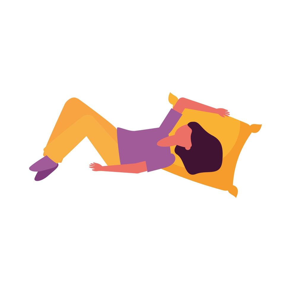 Isolated avatar woman with pillow vector design