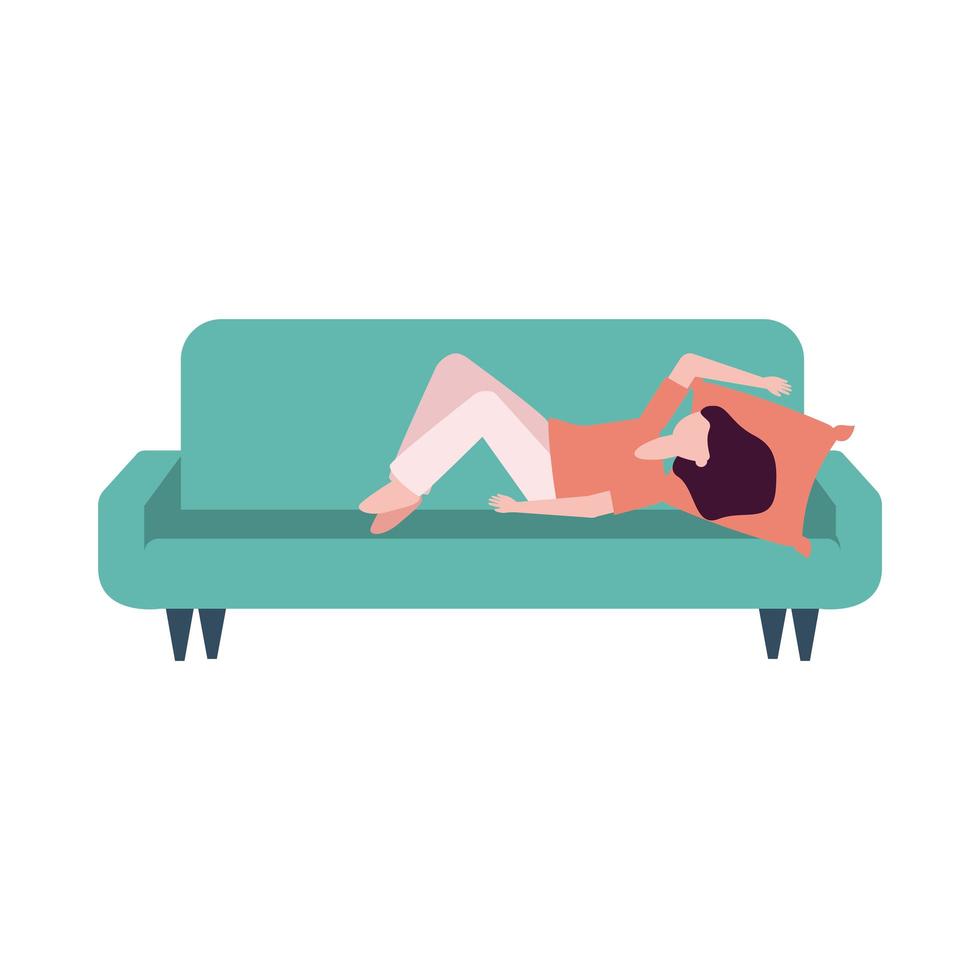 Isolated avatar woman on couch vector design