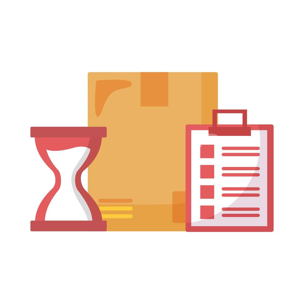 Delivery box sand hourglass and document vector design
