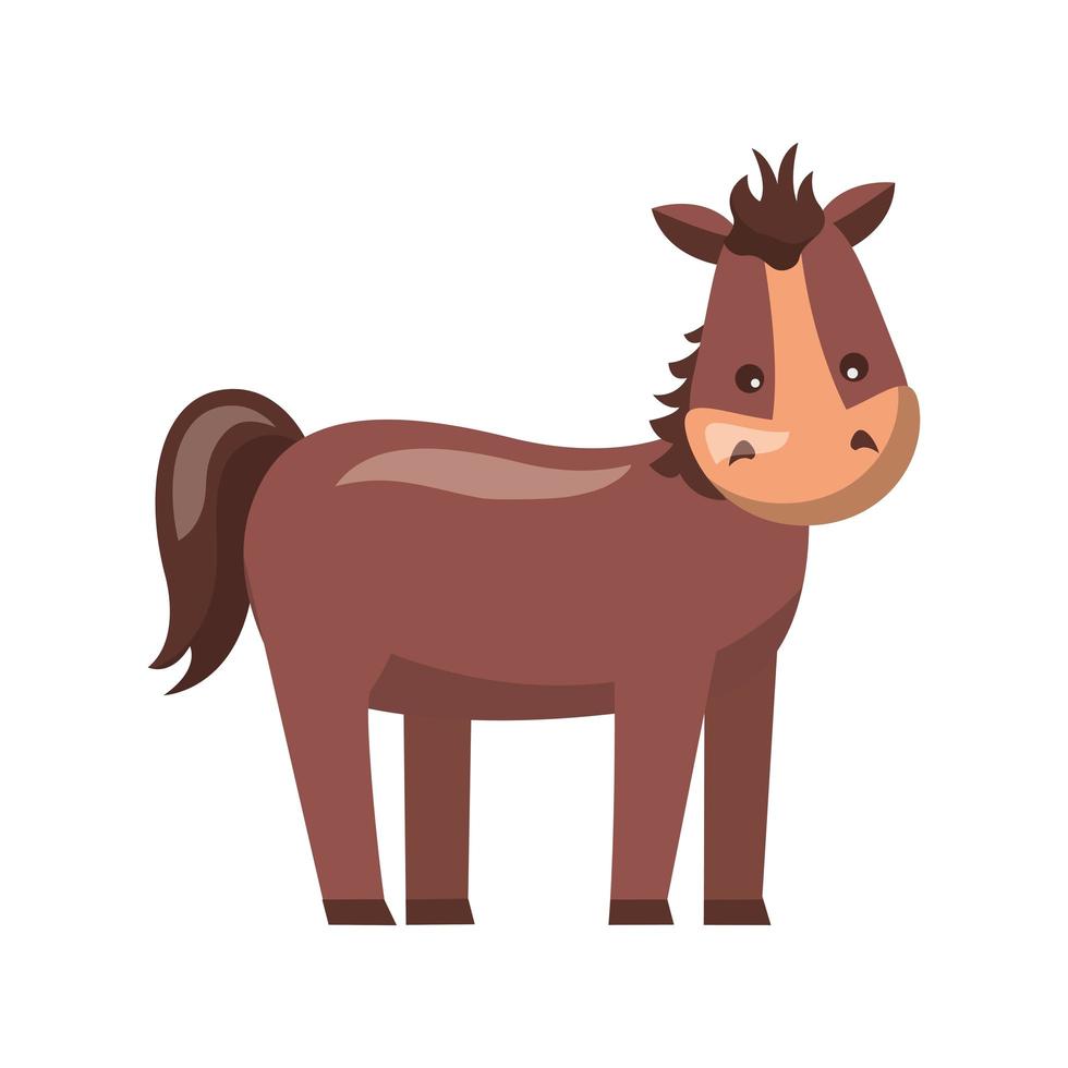 Diseño de vector de caballo lindo de granja aislada