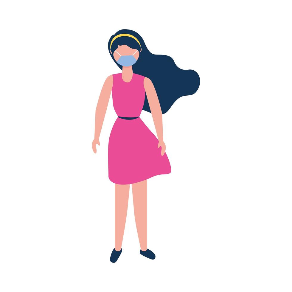 Woman with medical mask vector design