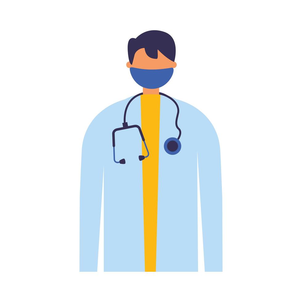 male doctor with uniform and mask vector design