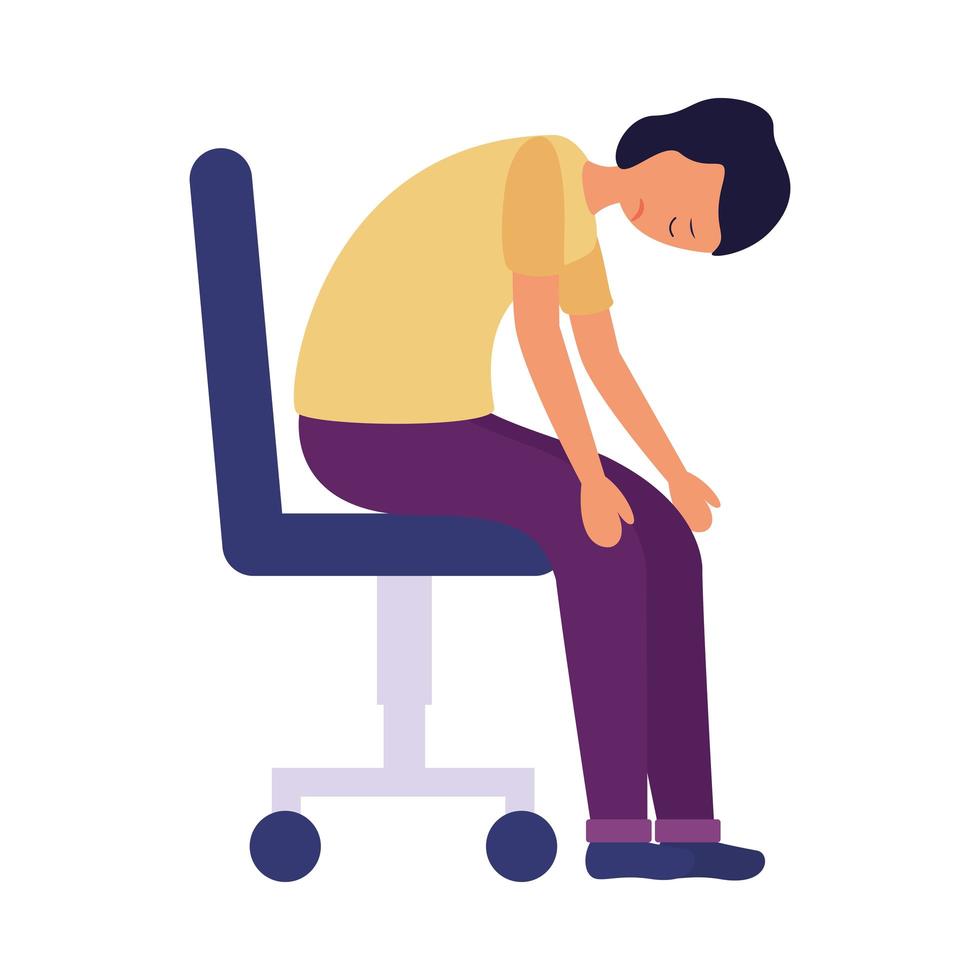 Sick man on office chair vector design