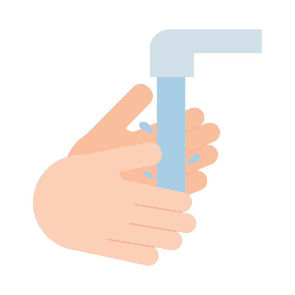 Isolated hands under water tap vector design