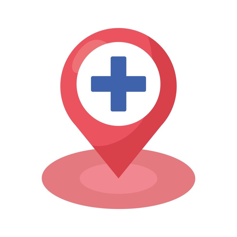 Isolated medical cross inside gps mark vector design