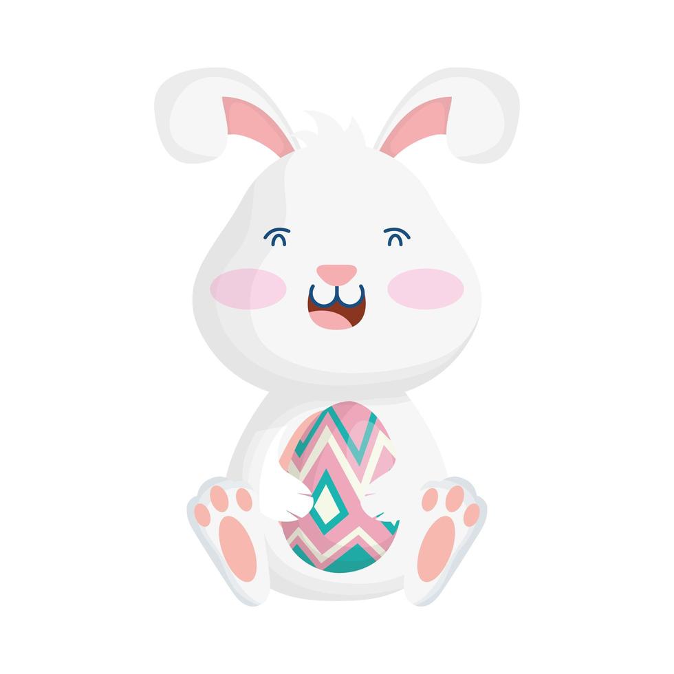 cute rabbit with egg happy easter character vector