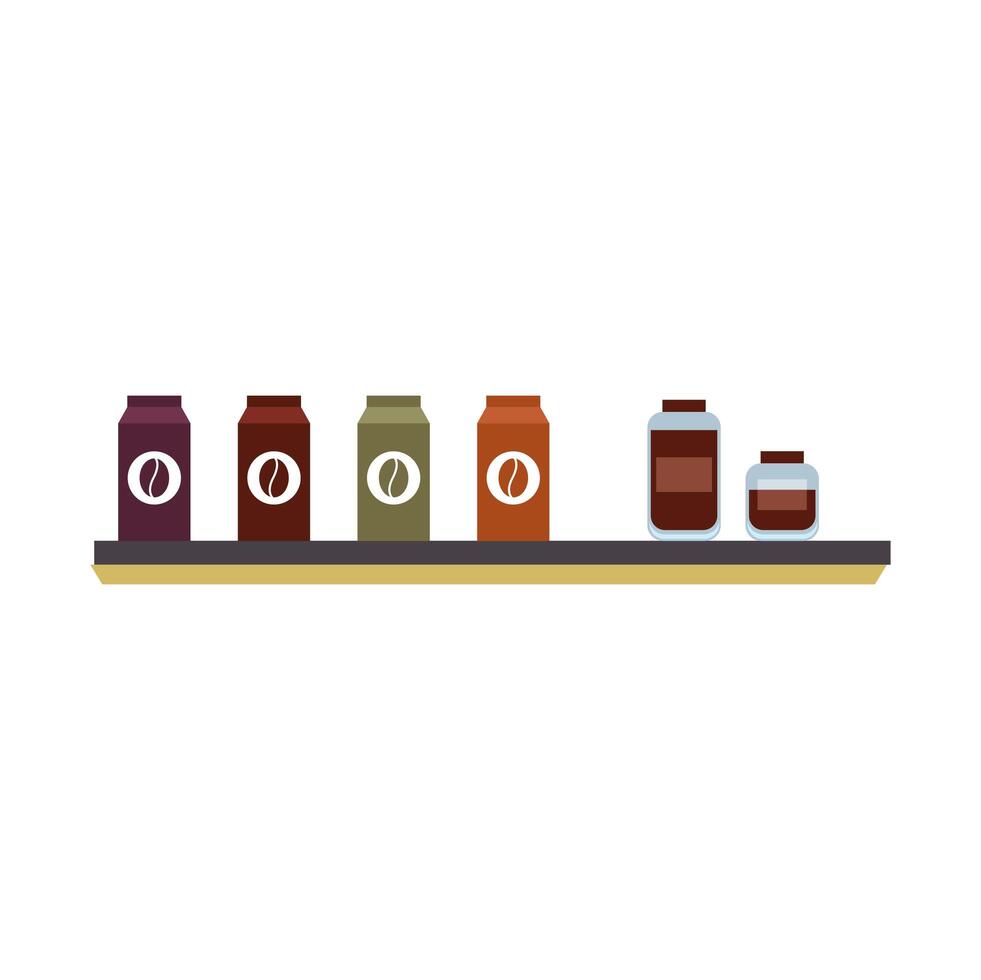 Isolated coffee bags and jars vector design
