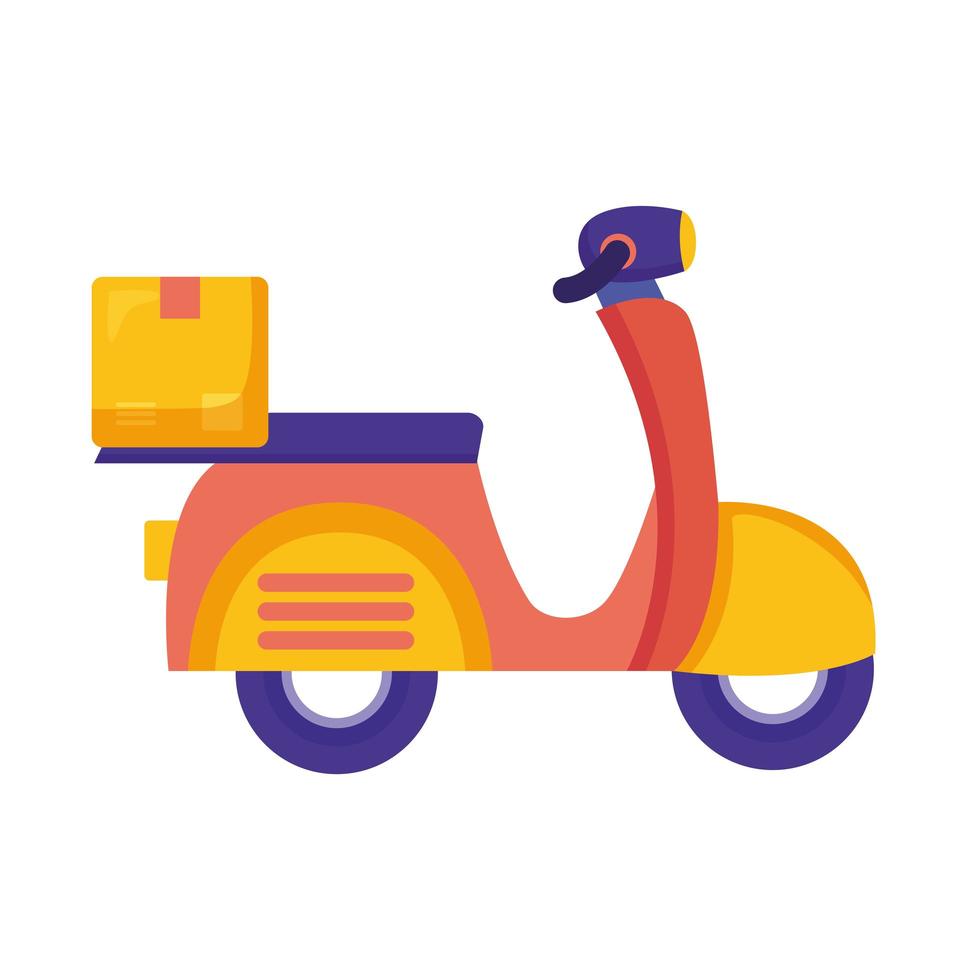 Delivery motorcycle with box vector design