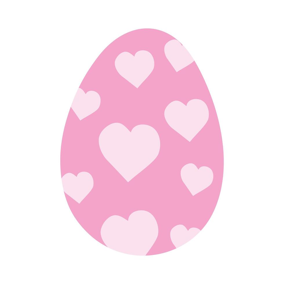 happy easter egg painted with hearts pattern vector