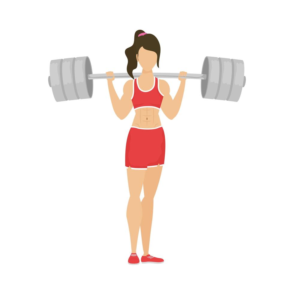 young athletic woman lifting dumbbell healthy lifestyle character vector