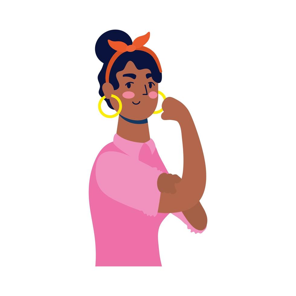 personaje de avatar femenino de mujer afro fuerte joven vector