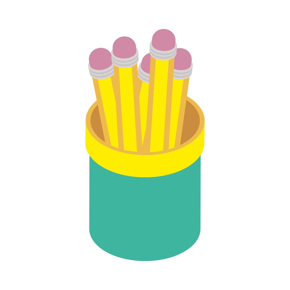 pencil holders education supplies icon vector