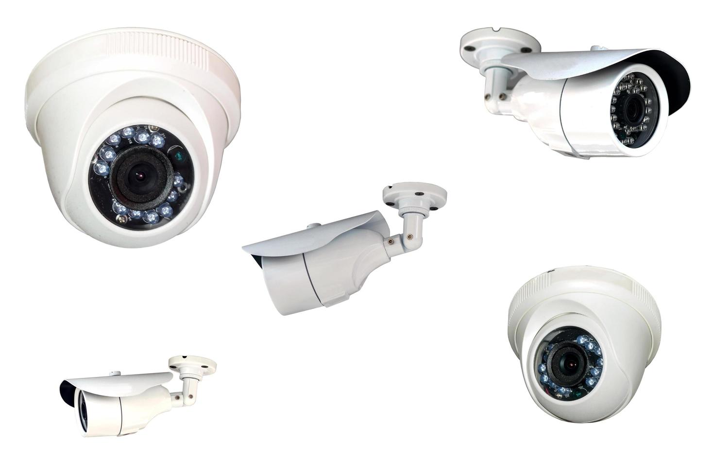 Group of security cameras. photo