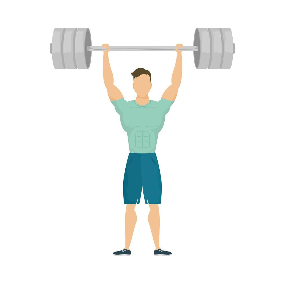 young strong man lifting dumbbell athletic healthy lifestyle vector