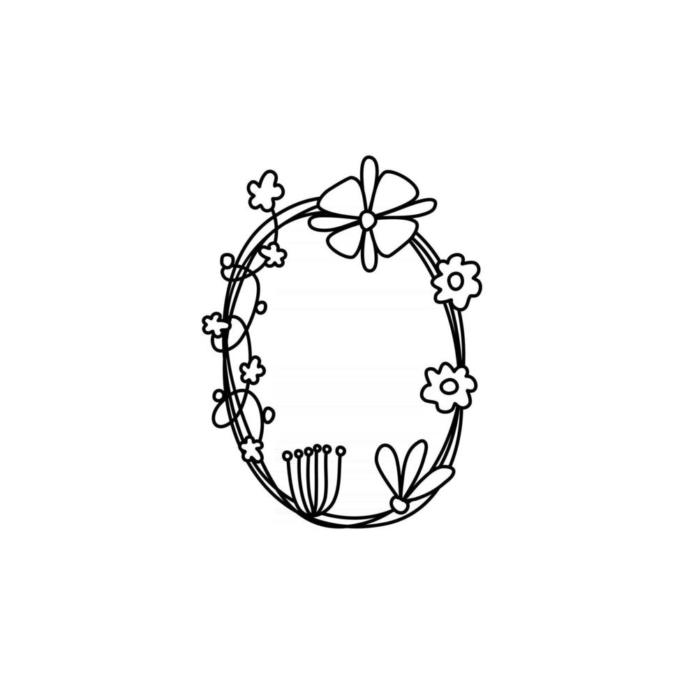 vintage floral negrita logo letra o primavera. vectores de diseño de letras de verano clásico con color negro y flores dibujadas a mano con flores de línea monoline