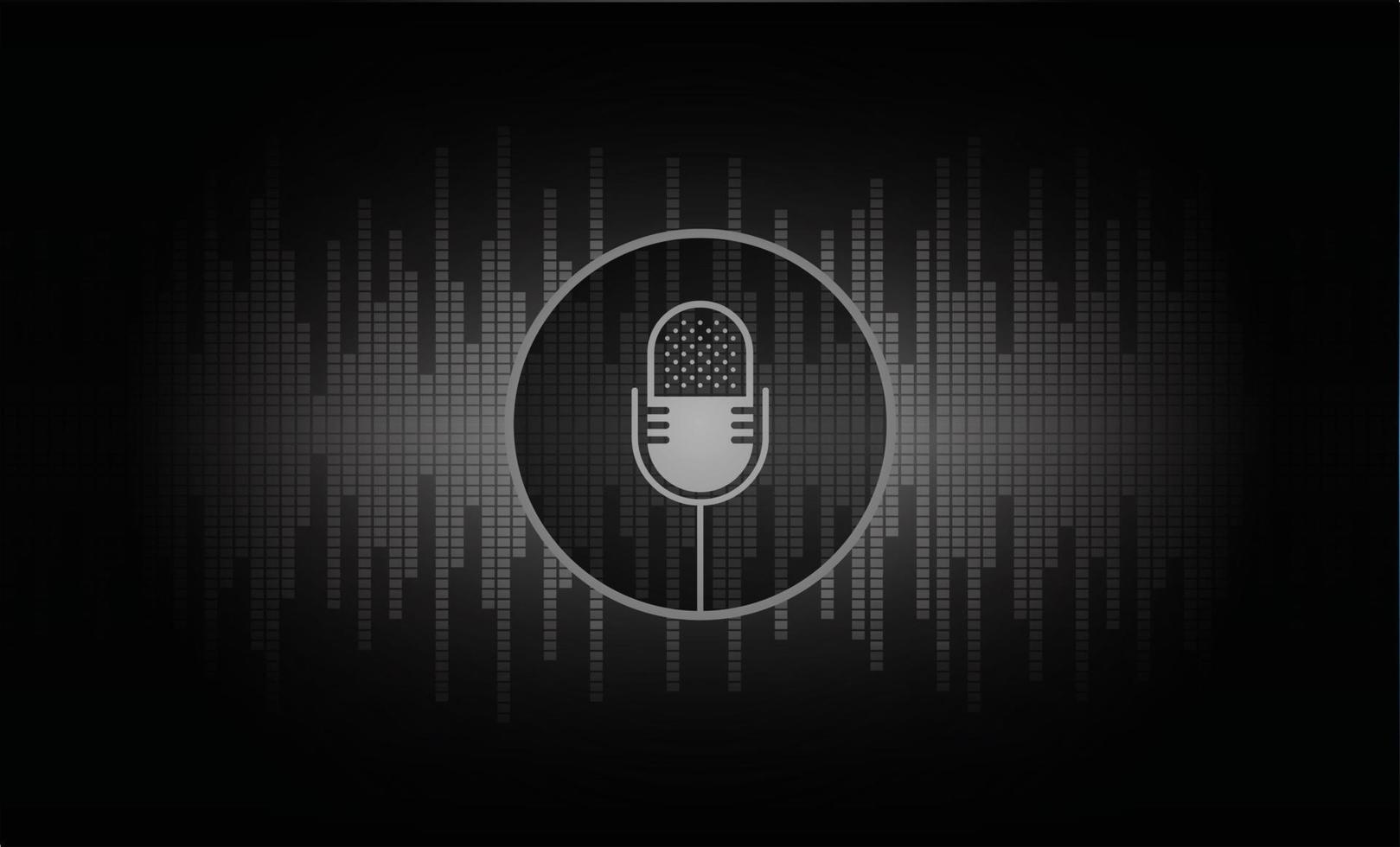 Sound waves oscillating dark light vector