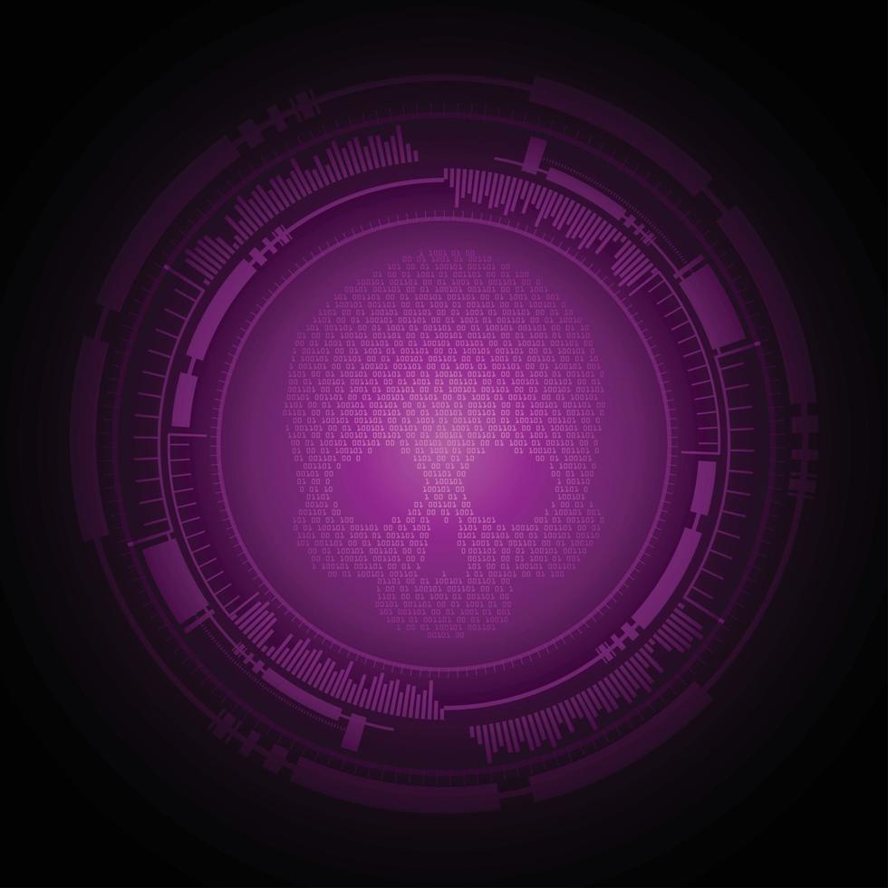 cyber hacker attack background, skull vector