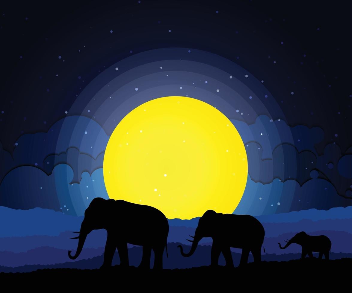 silueta negra de elefante, naturaleza salvaje. ilustración vectorial vector