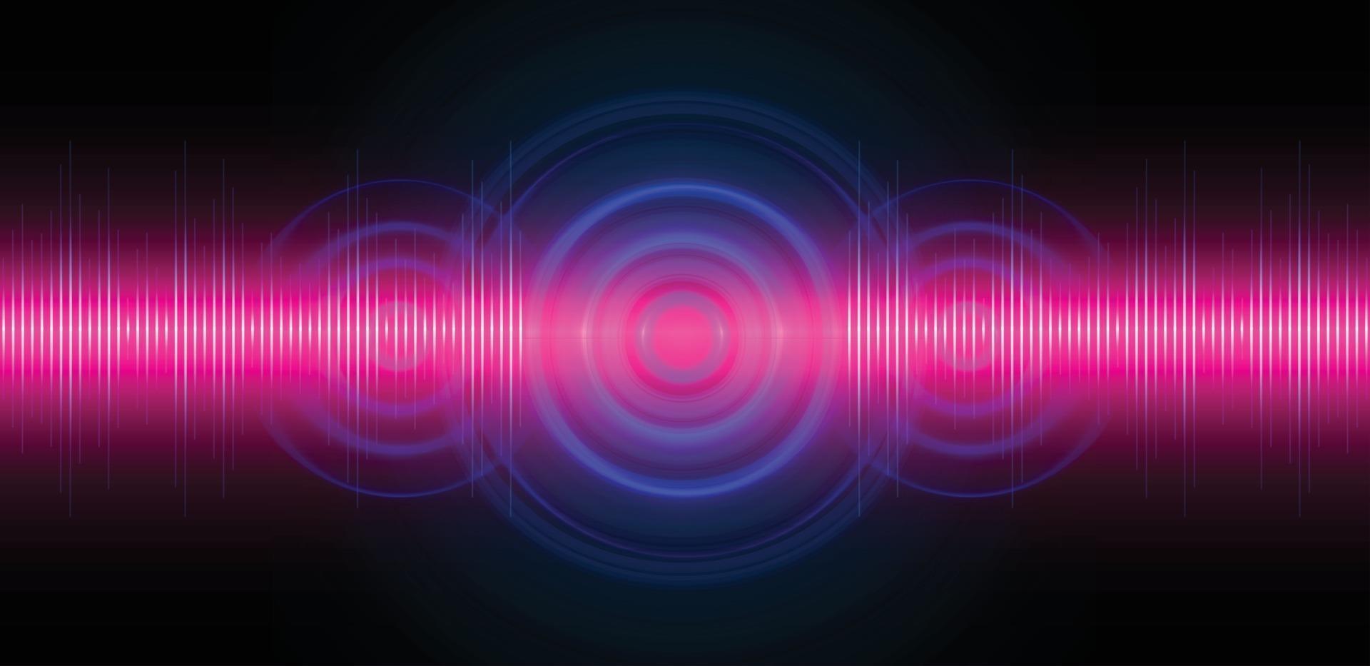 Sound waves oscillating dark light vector