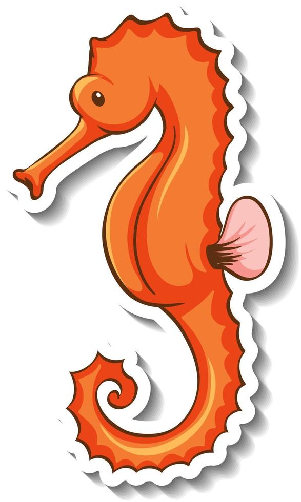 Sticker template with a seahorse cartoon character isolated vector