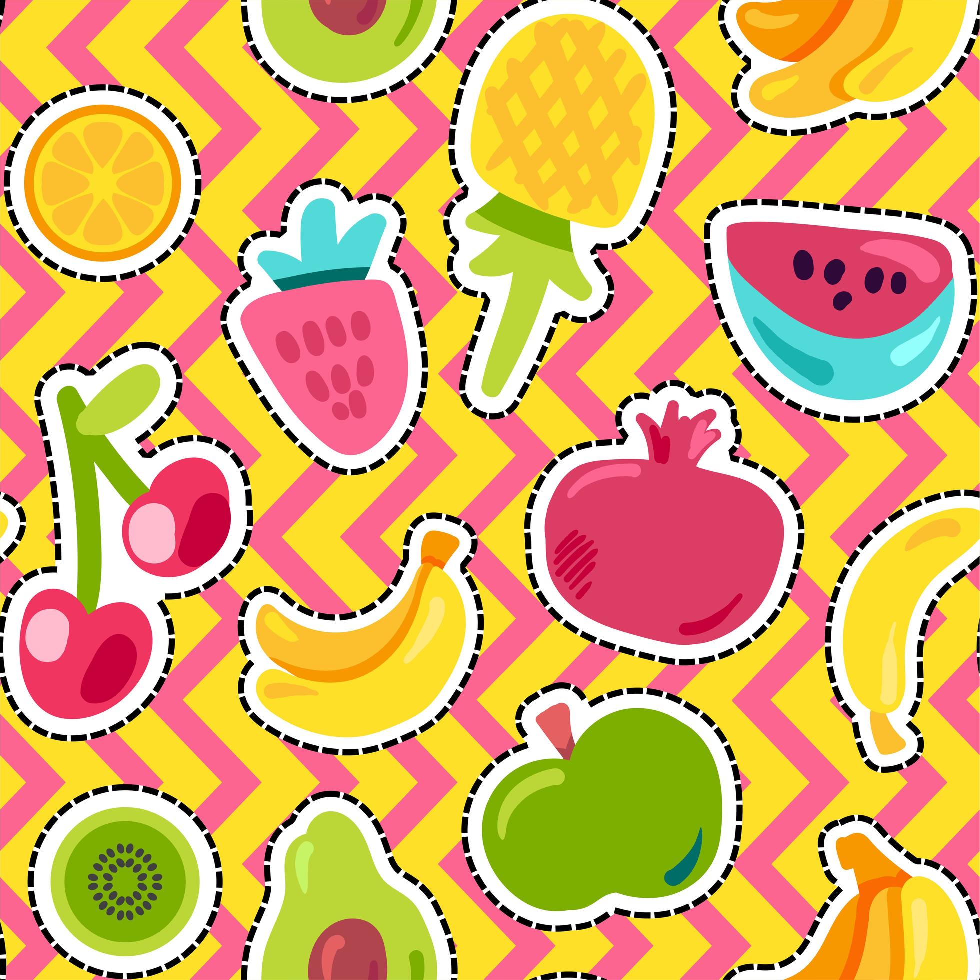 Fruits on zig zag background seamless pattern 2728524 Vector Art at