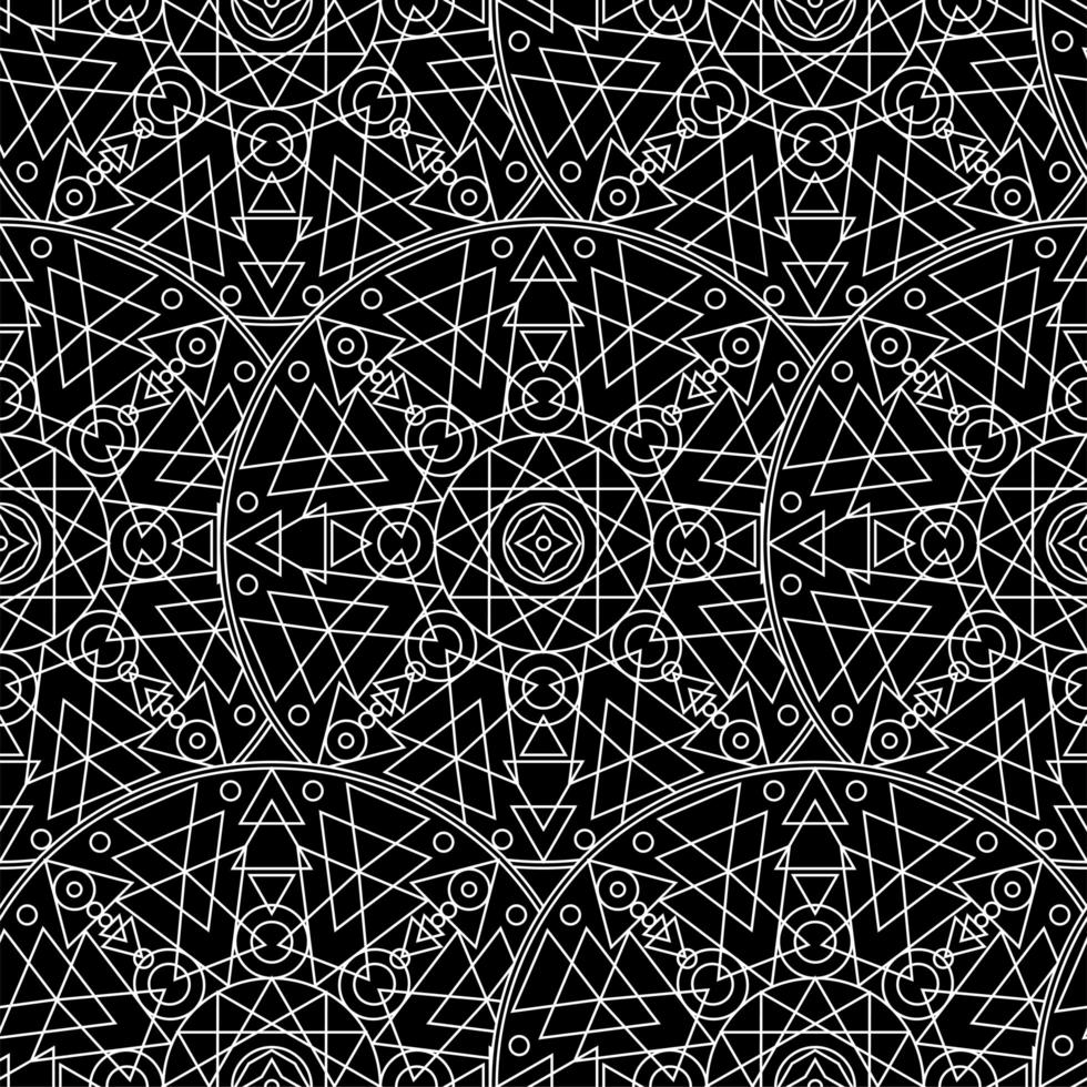 Black White Monochrome Mandala Boho Seamless Pattern vector