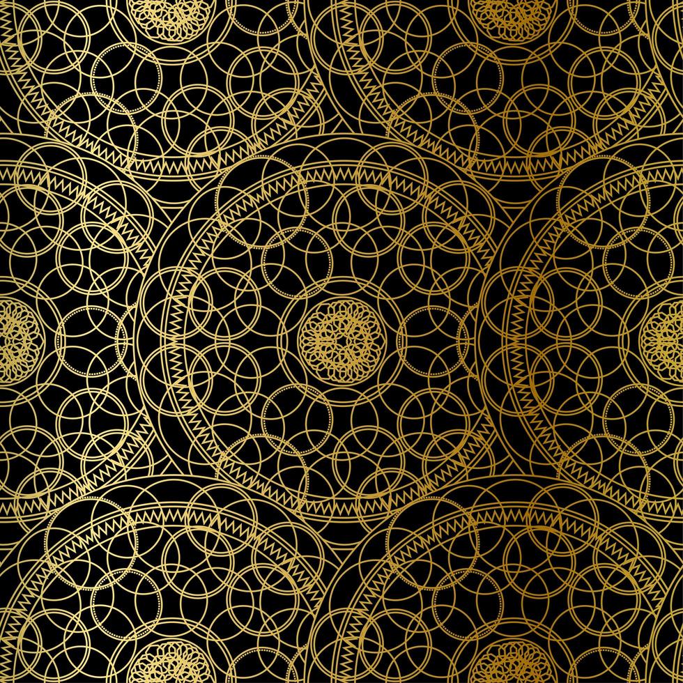Golden Luxury Art Mandala Boho Seamless Pattern vector