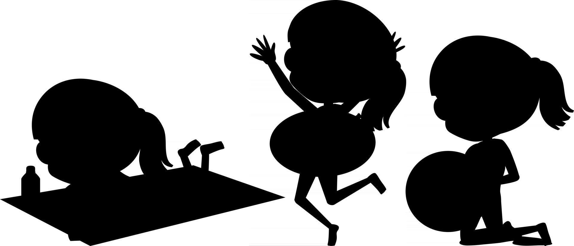Set of kids silhouette cartoon character vector