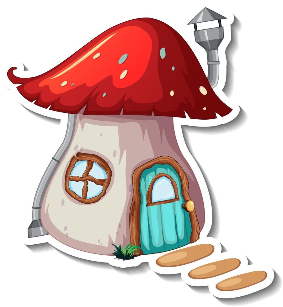 A sticker template with Mushroom house isolated vector