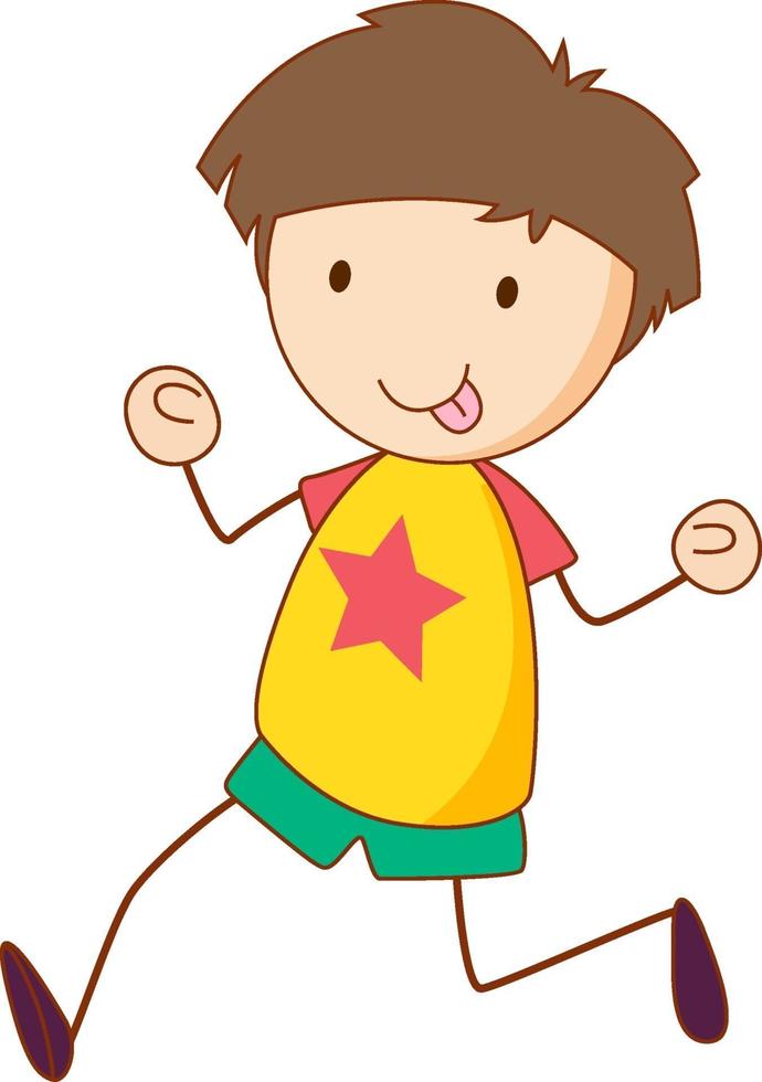 Cute boy cartoon character in hand drawn doodle style isolate vector