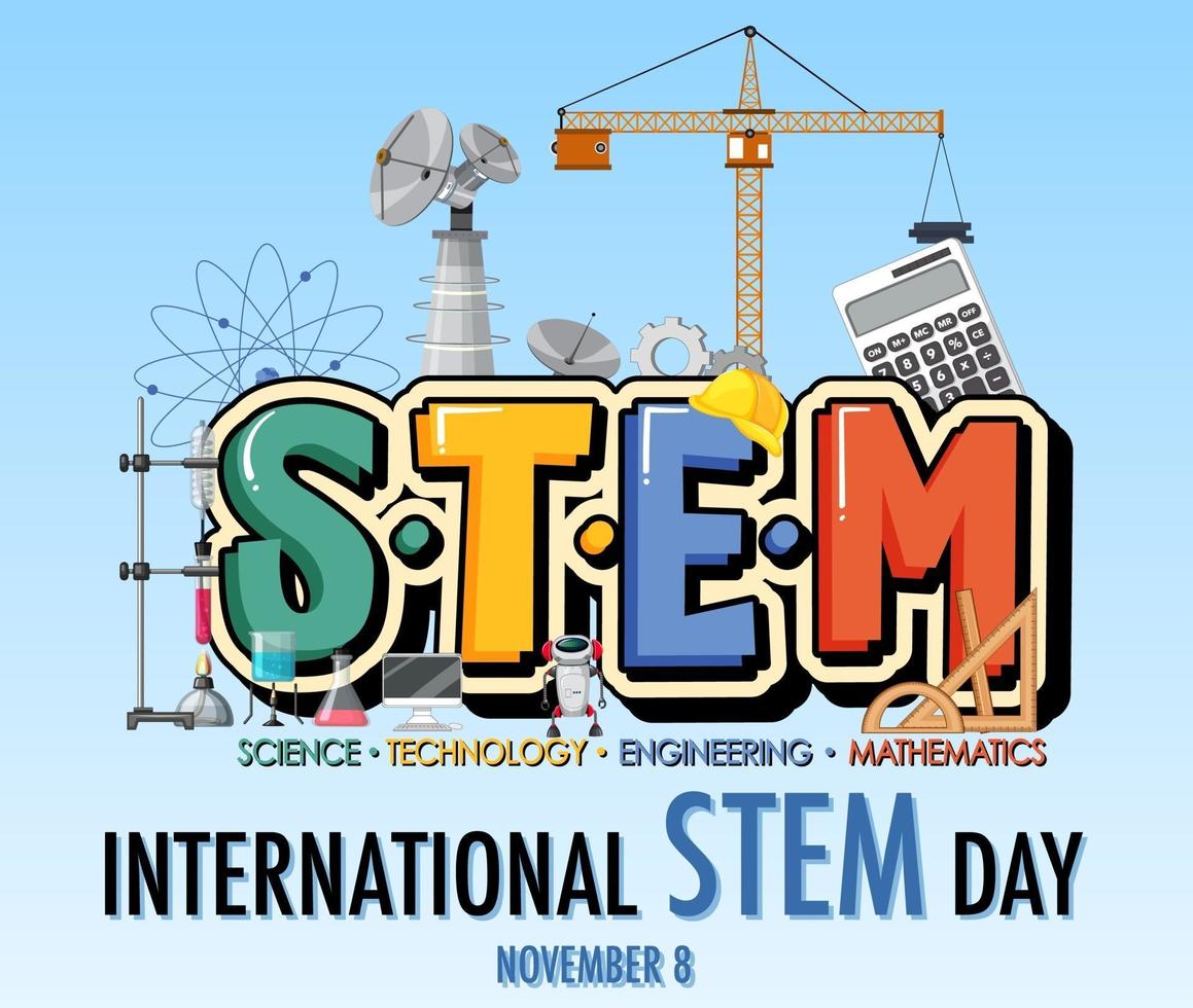 International STEM day on November 8th banner with STEM logo vector