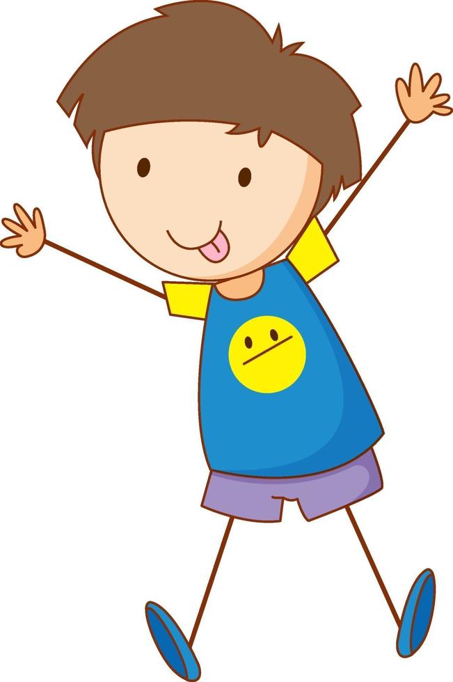Cute boy cartoon character in hand drawn doodle style isolate vector