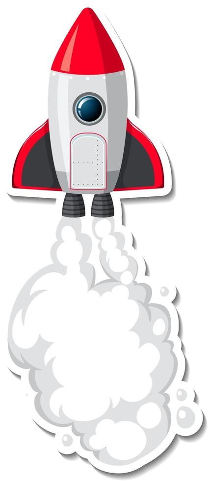 Sticker template with rocket ship isolated vector