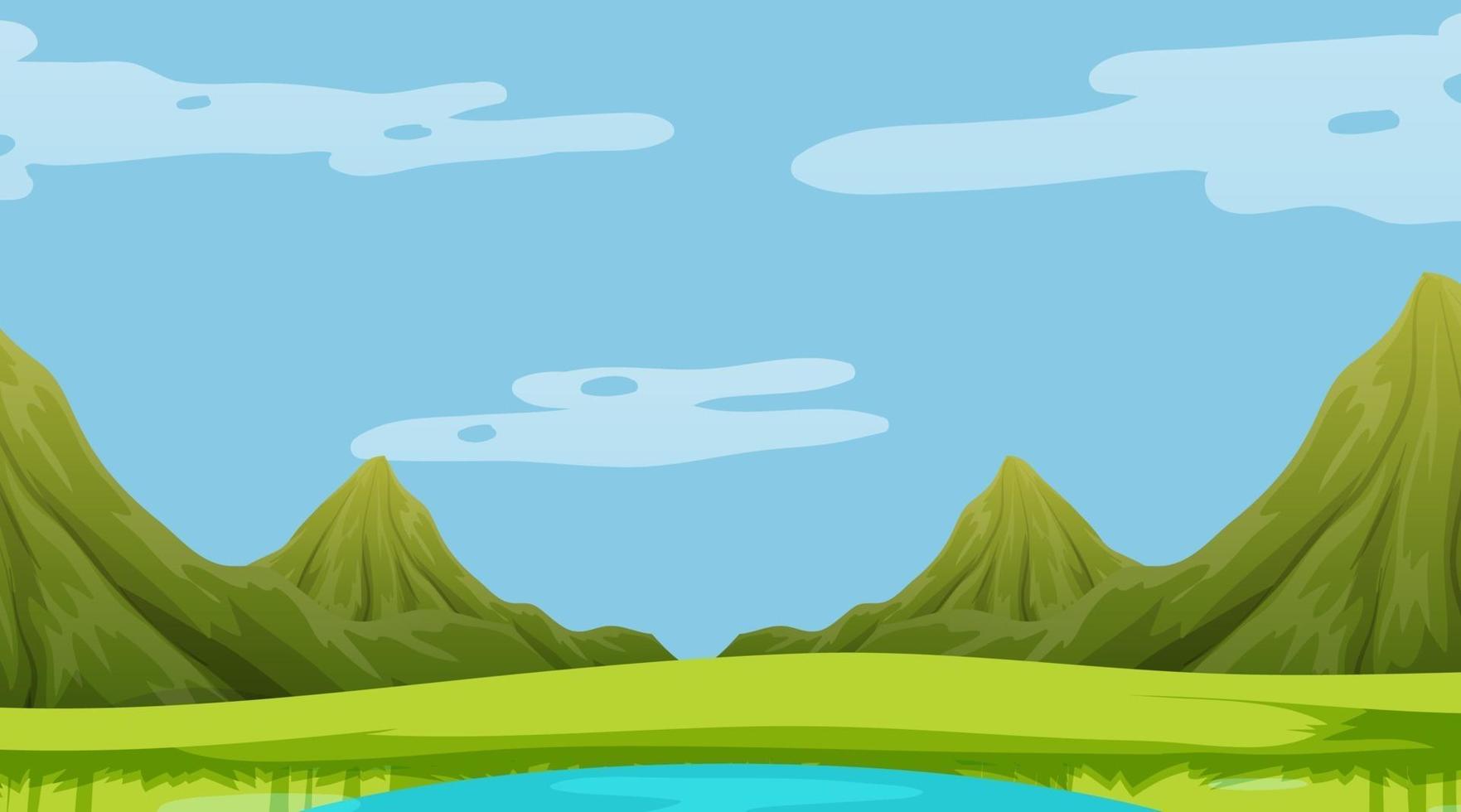 paisaje de pradera con fondo de montaña vector